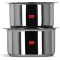thumbnail image 1 of Sumeet 2 Pcs Stainless Steel Induction Bottom (Encapsulated Bottom) Induction & Gas Stove Friendly Container Set/Tope/Cookware Set With Lids Size No.11 & No.12 (1.25 Ltr & 1.7 Ltr), 1 of 5