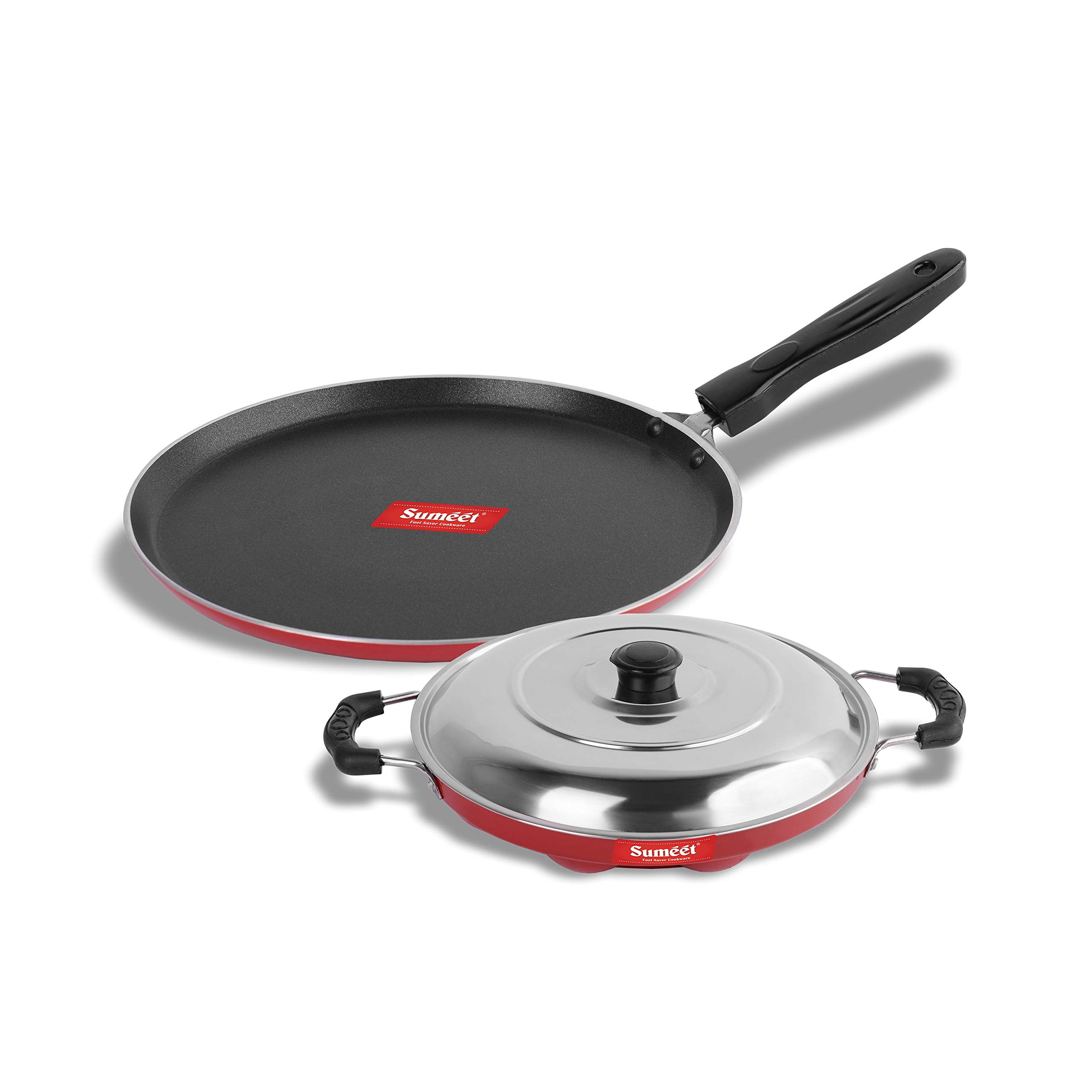 Sumeet Coral Aluminium Dosa Tawa, Grill Appam Patra With Lid, 1 Dosa