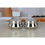 Sumeet Stainless Steel Handi Shape Canisters/Dabba/Storage Containers Set for kitchen 11.6cm Dia, 900ml, Pack of 2, Silver
