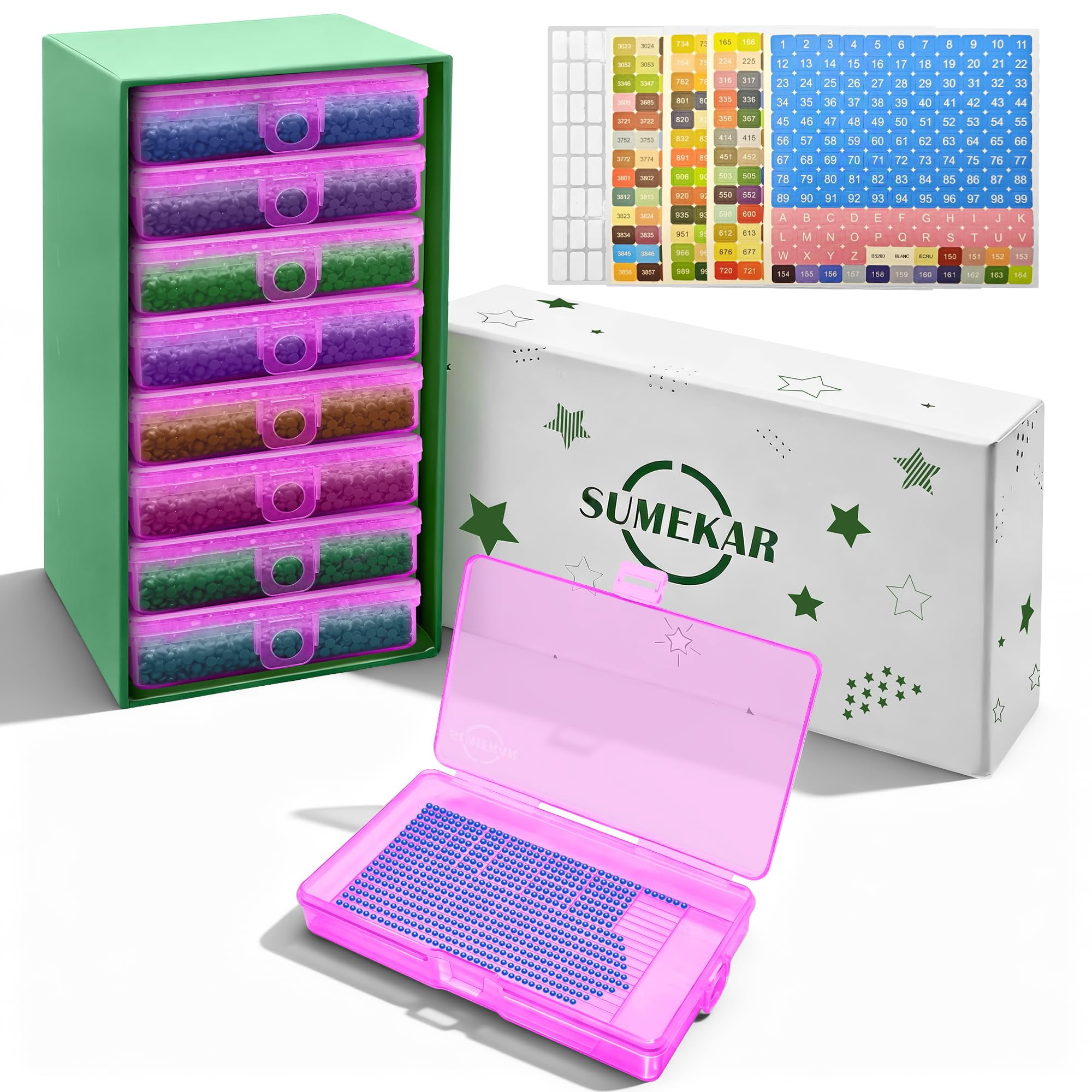 Sumekar 8PCS Extra Large Diamond Art Kits Tray Tool,Diamond Painting Accessories,2-in-1 Diamond Art Trays with Lids(Purple)