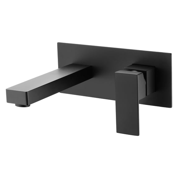 Sumerain Matte Black Wall Mount Bathroom Sink Faucet, Rough-in Valve Included