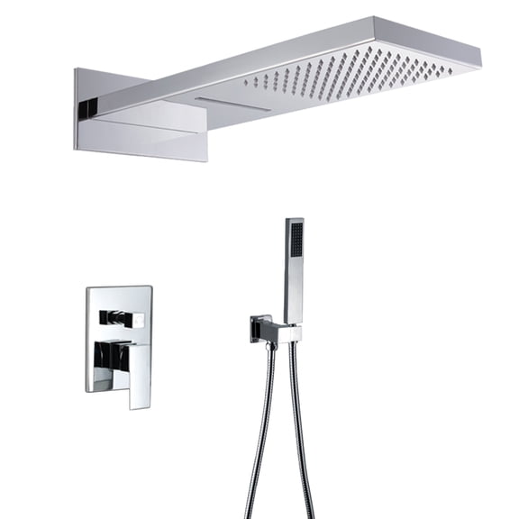 Sumerain Shower Faucet Set, Shower Faucet System with Dual-Mode Rain&Waterfall Showerhead, Chrome