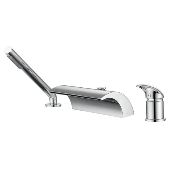 Sumerain Single Handle Deck Mounted Waterfall Roman Bathtub Faucet with Handheld Shower, Chrome finish