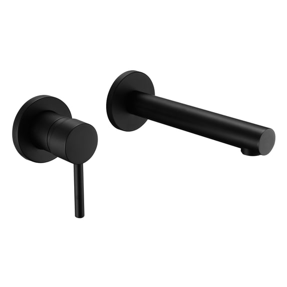 Sumerain Single Handle Left-Handed Matte Black Wall Mount Bathroom Faucet, Lavatory Basin Faucet