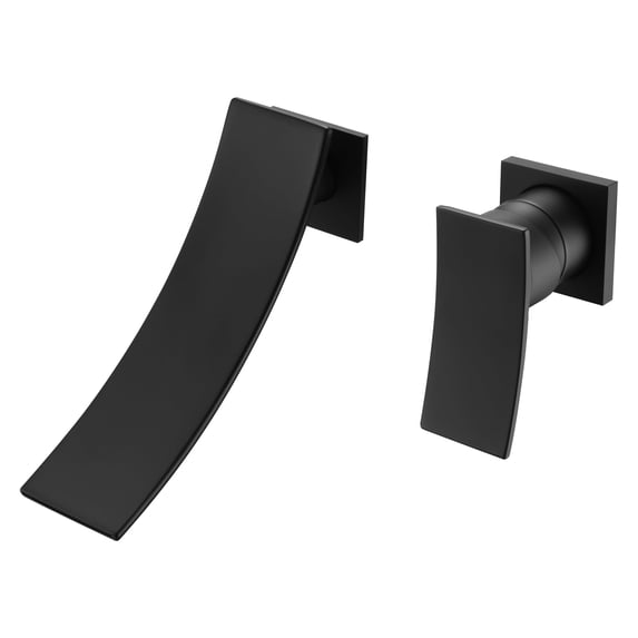 Sumerain Single Handle Matte Black Waterfall Wall Mount Bathroom Faucet with Valve