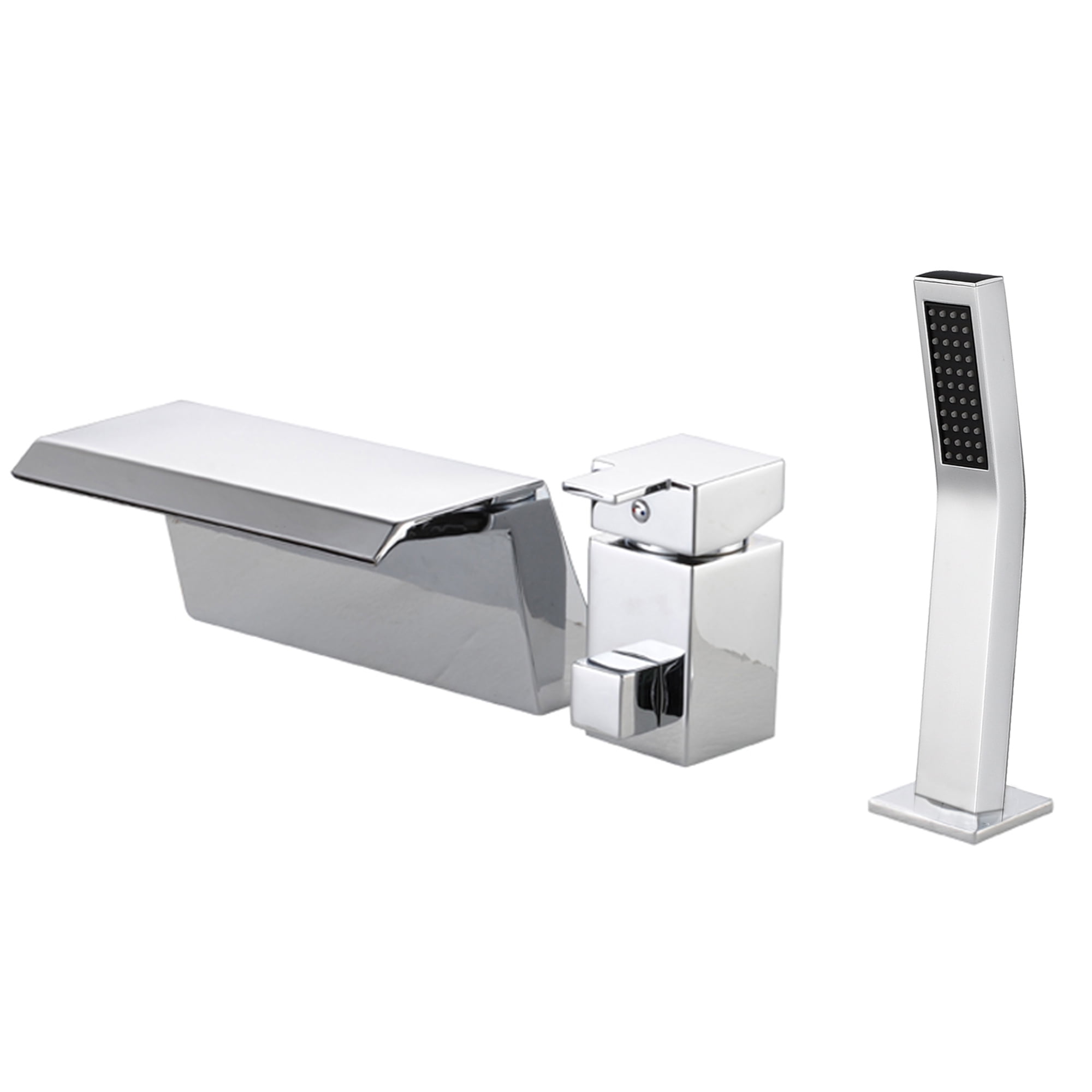Chrome Waterfall Roman Tub Faucet with Handheld Shower