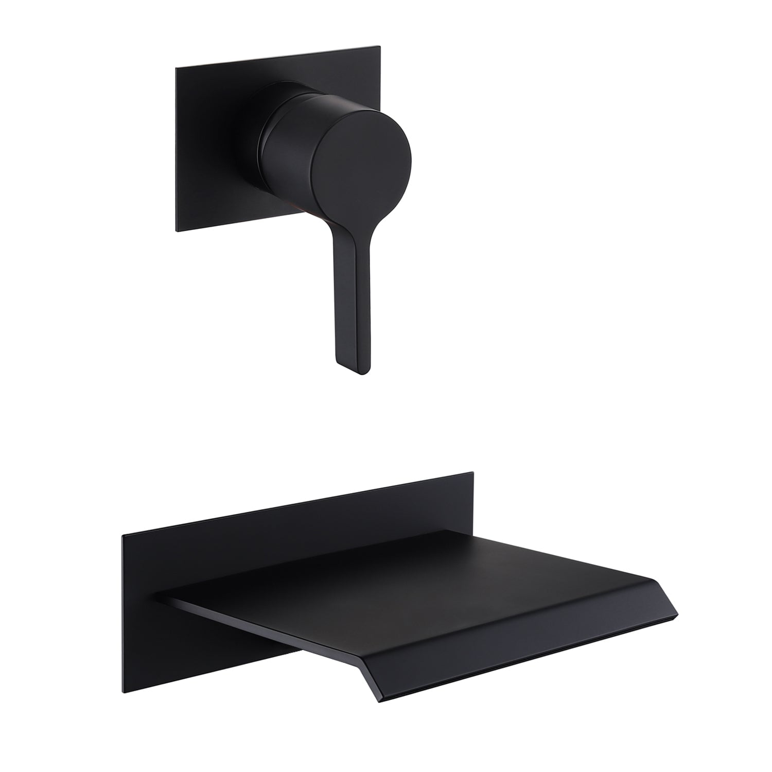Matte Black Wall Mount Waterfall Tub Faucet with Single Handle