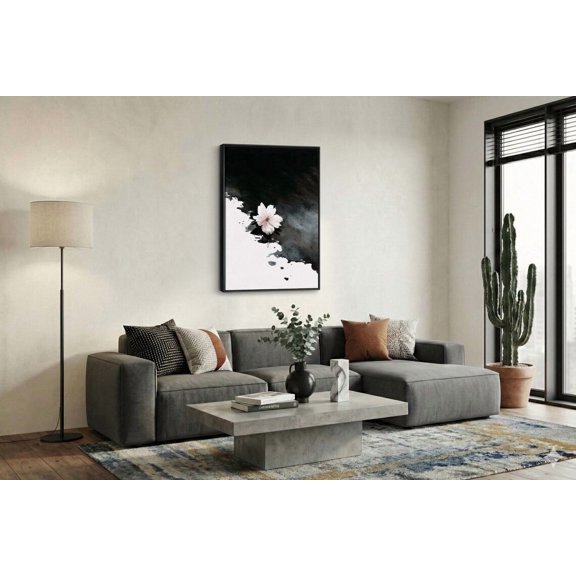 Sumi-e Style Cherry Blossom Canvas Print, Zen Black Ink Flower Wall Art, Poster Only