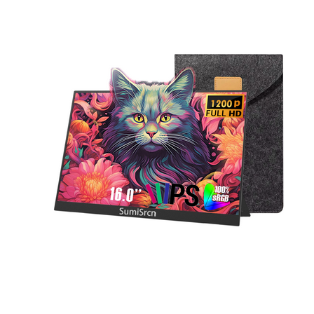 SumiScrn 16" Portable Monitor 1200P FHD IPS, 60Hz, 100%%sRGB, for Laptop, Desktop, Phones, MacBook, Xbox PS4/5
