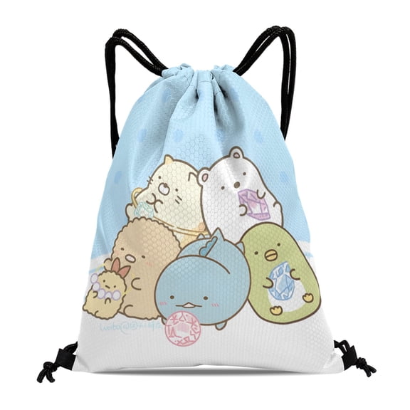 Sumikko Gurashi Drawstring Swimming Bag:Waterproof, suitable for fitness, yoga, hiking, travel, beach, and shopping, with dimensions of 15.7*17.7 inches (40cm45cm.