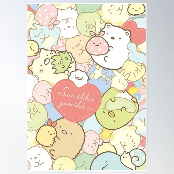 すみっコぐらし Sumikko Gurashi Mixed Poster Wall Art, Modern Wall Decor For Living Room Bedroom, 8x12 UNFRAMED