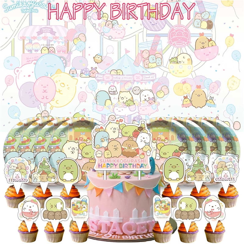 Sumikko Gurashi Birthday Supplies Plates Decorations Decor Backdrop ...