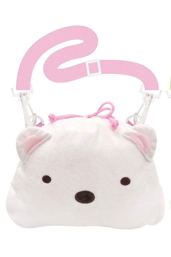 Sumikko gurashi Polar Bear Soft Plush Drawstring Pouch Shoulder Bag.