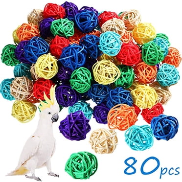 Woven Ball Decor 10Pcs Natural Rattan Balls - Parrot Chewing Toys For Budgies Cockatoos Bird DIY Crafts Softball Gear Bag