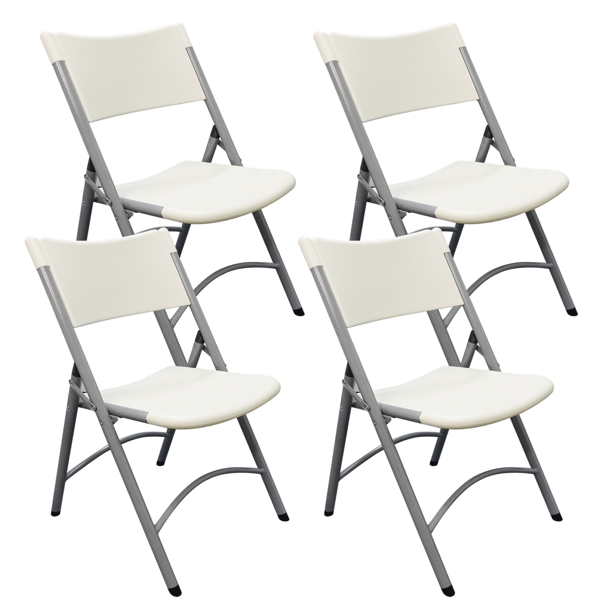 Sumkea Banquet Folding Chairs for Indoor & Outdoor, Plastic, Set of 4 - White
