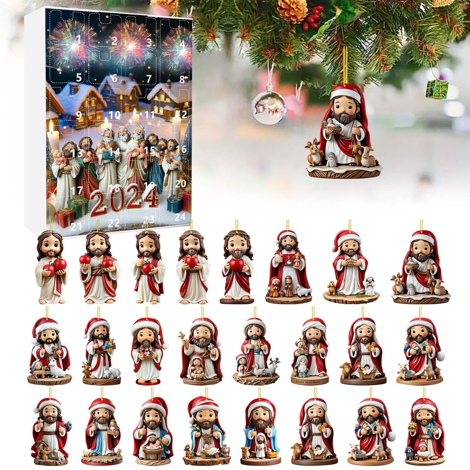 Sumllary 2D Christmas Home Christmas Tree Doll Acrylic Hanging