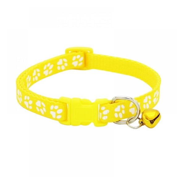Summark 1-Pack Footprint & Reflective Cat Collar with Bell Basic Dog Cat Collar Buckle Adjustable Polyester Cat Dog Collar or Seatbelts (Small)