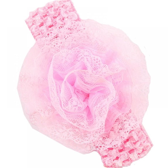 Summark Chiffon Flower Lace Elastic Headband Baby Baptism Headband Baby Girl Baptism Headband Bow, 0-3 Years Old