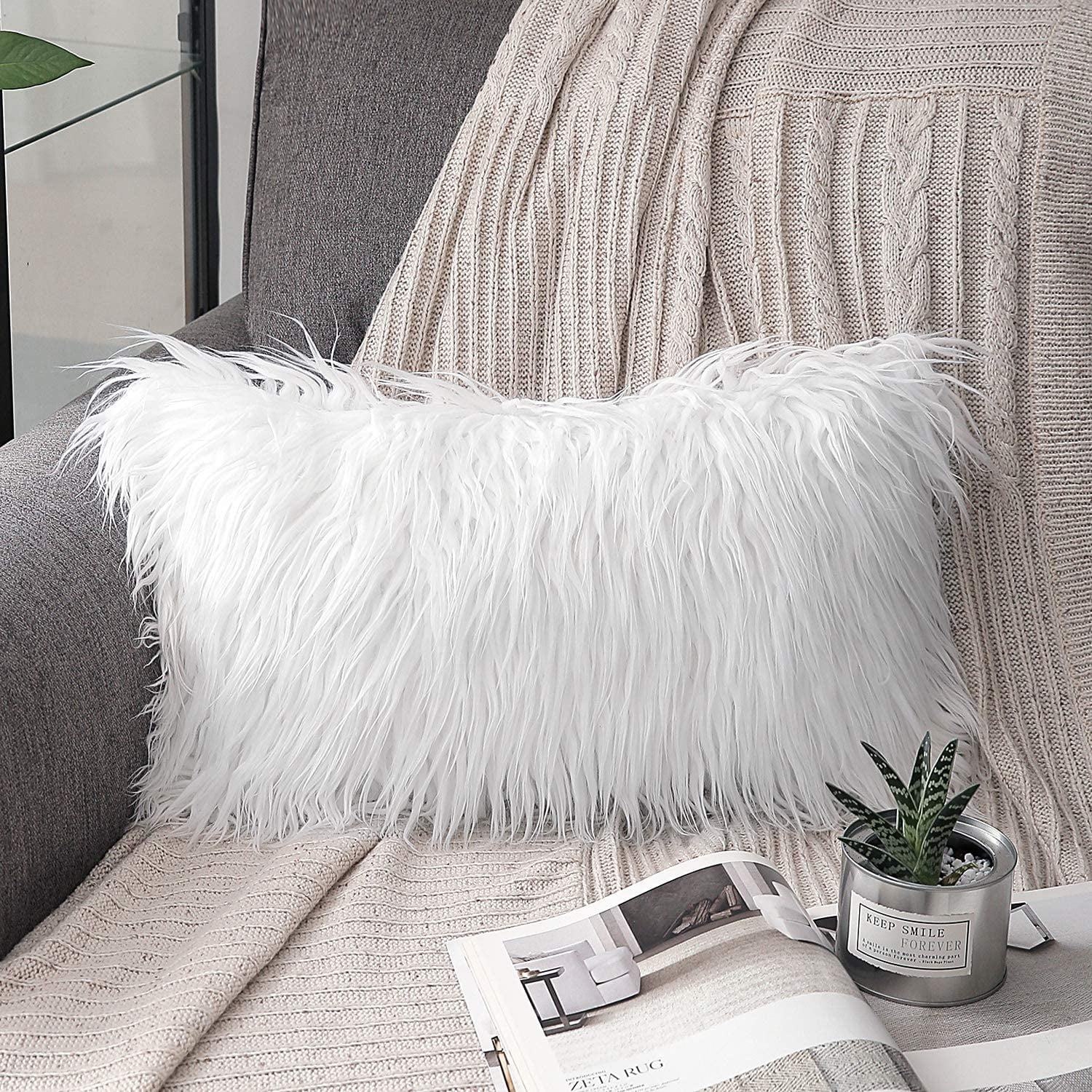 Summark Decorative New Luxury Series Style White Faux Fur