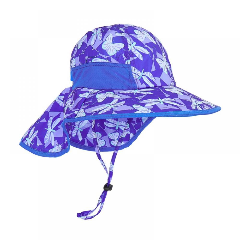  Kids Sun Hat UV Protection Unicorn Summer Beach Play Hats Wide  Brim Neck Flap for Girls 2-9 Years, Blue Purple: Clothing, Shoes & Jewelry