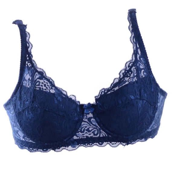 Summark Sexy gathered push chest underwire 5/8 cup lace bra underwear back double-row buckle full lace thin bra 32/34/36/38/40