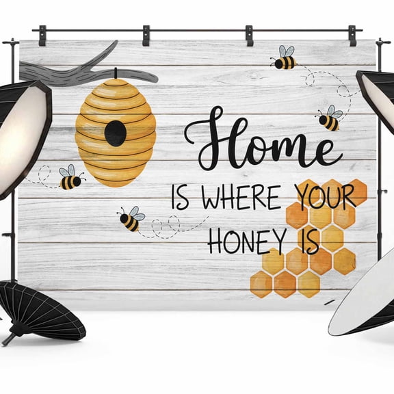 Summber Bee Backdrop for Photography, Home Honey Letter Retro Wood Grain Texture Photo Backdrop Portrait Background Party Banner Photo Backgrounds for Studio Booth Props, 12x8ft