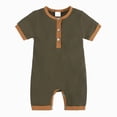 thumbnail image 1 of Summer 1 Piece Outfit Newborn Infant Baby Boys Cotton Ribbed Romper Jumpsuit Short Sleeve Playsuit Harem Pants Clothes, 1 of 9