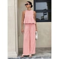 thumbnail image 1 of Summer 2 PC Set for Women Crew Neck Cropped Tank Tops with Palazzo Pants Gingham Outfit Set for Everyday Vacation Pink XS, 1 of 7