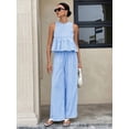 thumbnail image 1 of Summer 2 PC Set for Women Crew Neck Cropped Tank Tops Lantern Pants Gingham Outfit Set for Everyday Vacation Light Blue XL, 1 of 7