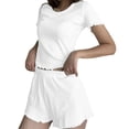 thumbnail image 1 of Summer 2 Piece Sets for Women Plus Size Going out Solid Color Slim Round Neck Short Sleeved Shorts Set, 1 of 5
