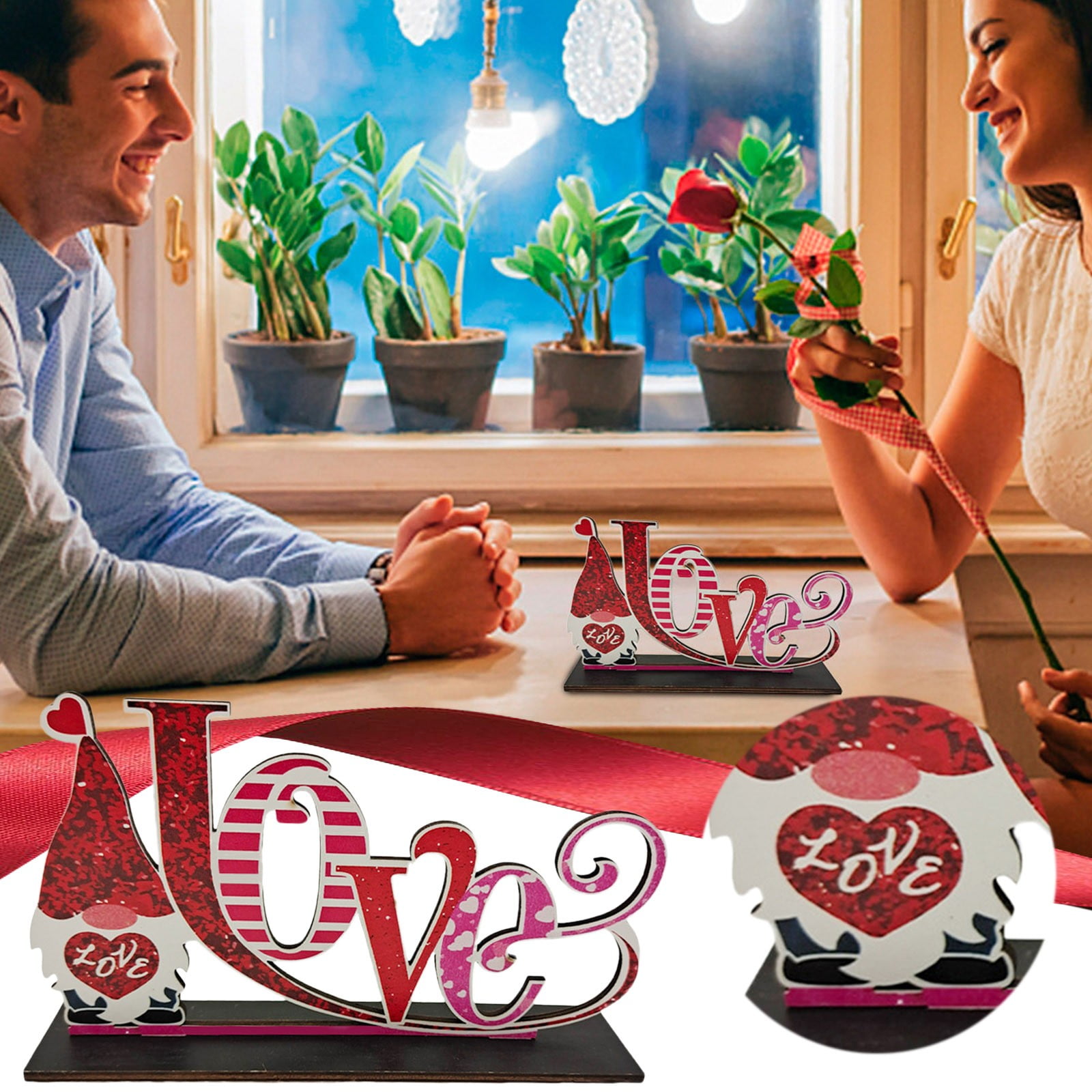 Summer 2024 1PC Valentines Day Wooden Table Top Decor Love You More