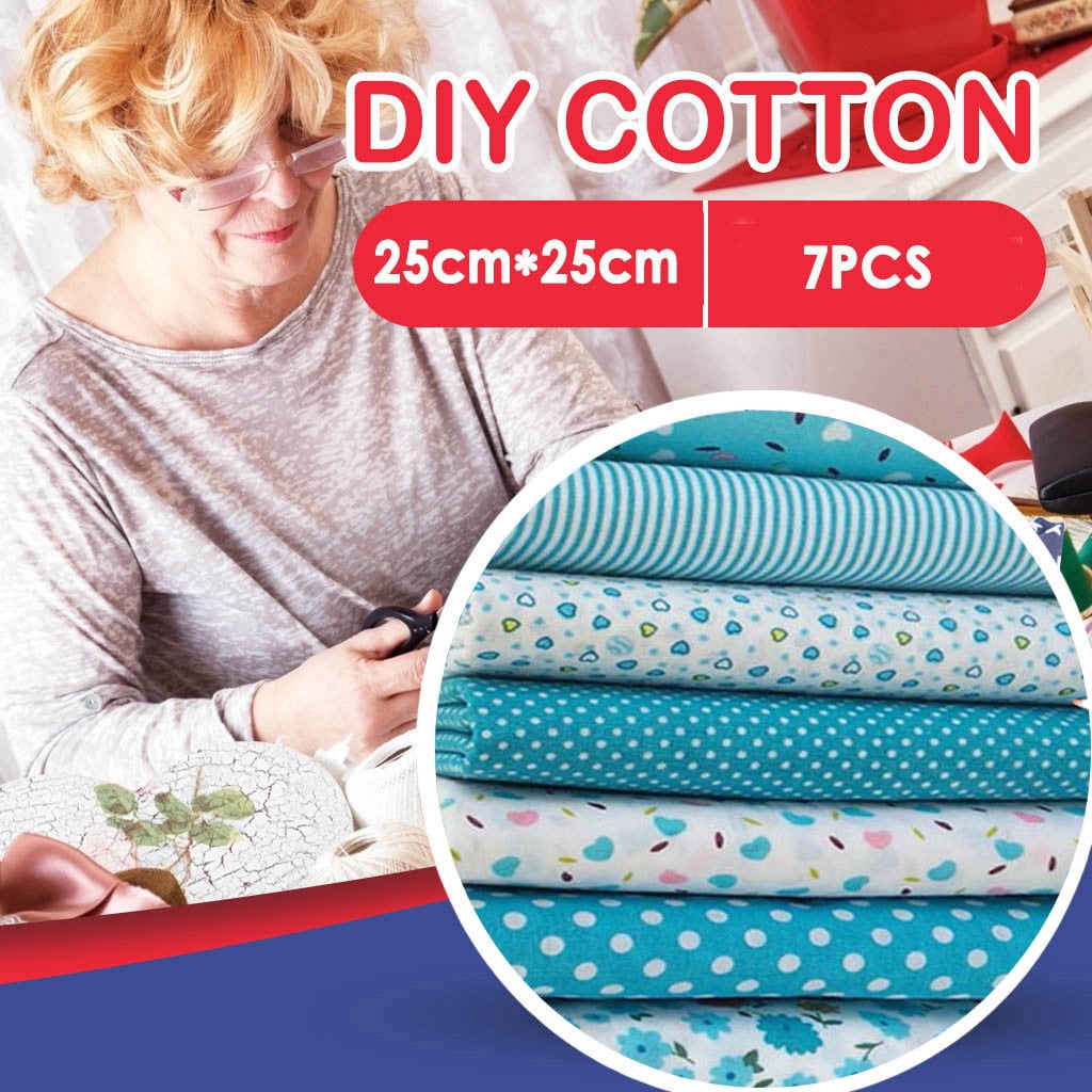 Summer 2024 7PCS Cotton Craft Fabric Bundle Patchwork Squares Quilting