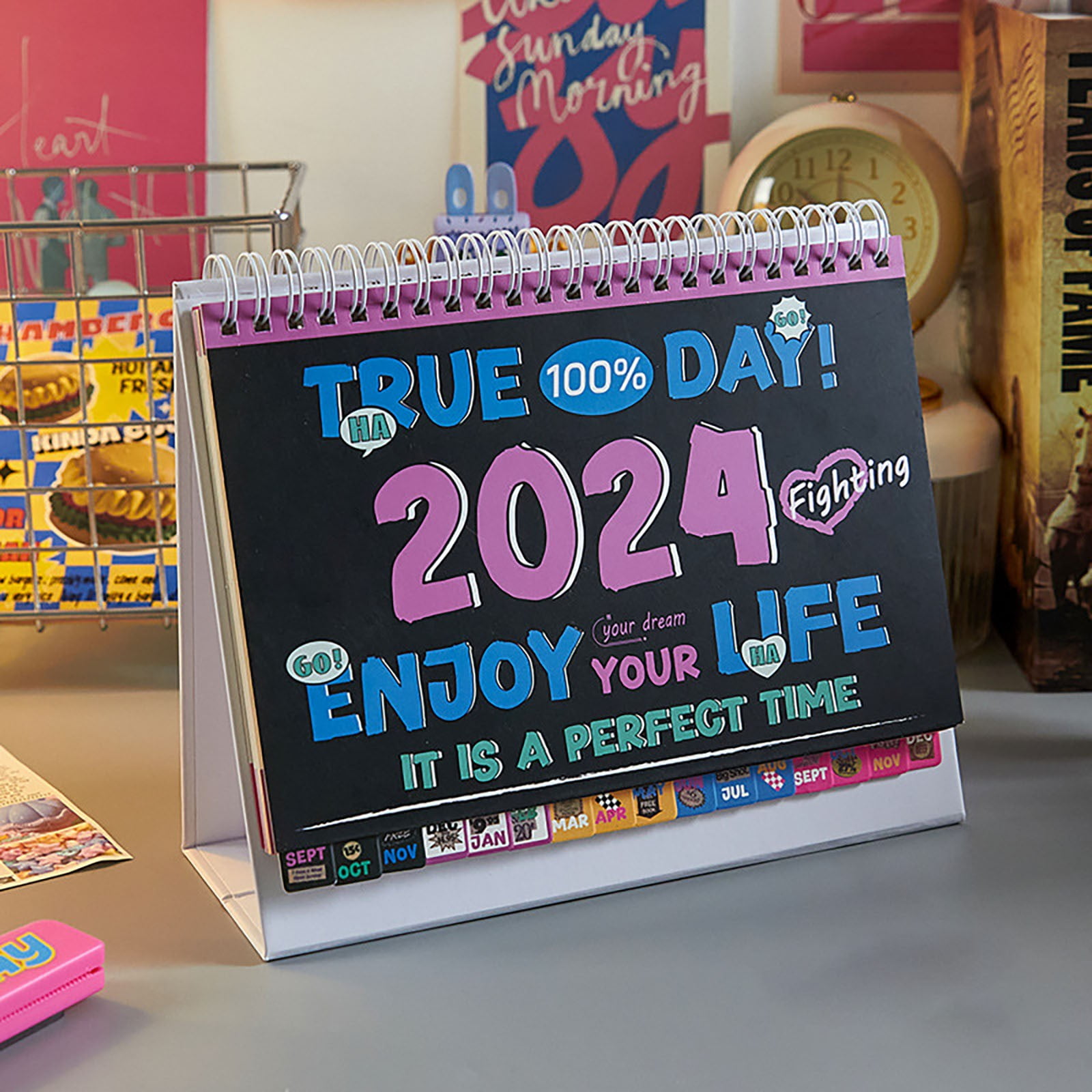 Summer 2024 American Creative Retro Desk Calendar Creative Simple