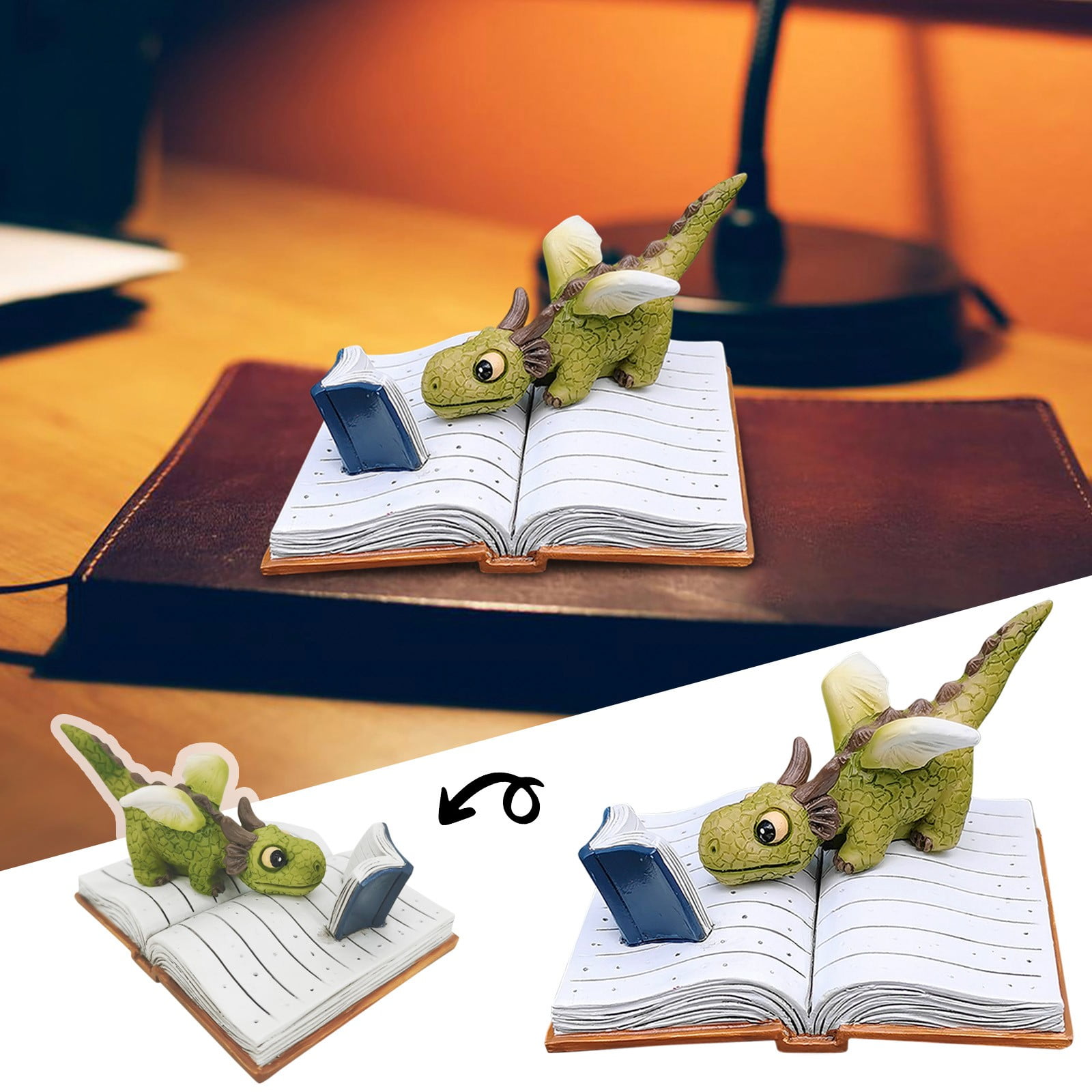 Summer 2024 Creative Mini Dragonss Reading Statues Resin Craft