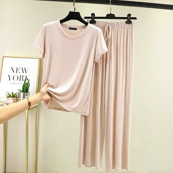 Summer 2024 New Modal Pajama Sets Women Lounge Cute Sleepwear Short Sleeve Casual Nightwear Large Size M-XXL Female Pijamas