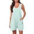 thumbnail image 1 of Summer 2026 Short Jumpsuits for Women Casual Rompers Sleeveless Loose Spaghetti Strap Shorts Overalls Jumpers with Pockets Light Blue,M, 1 of 7