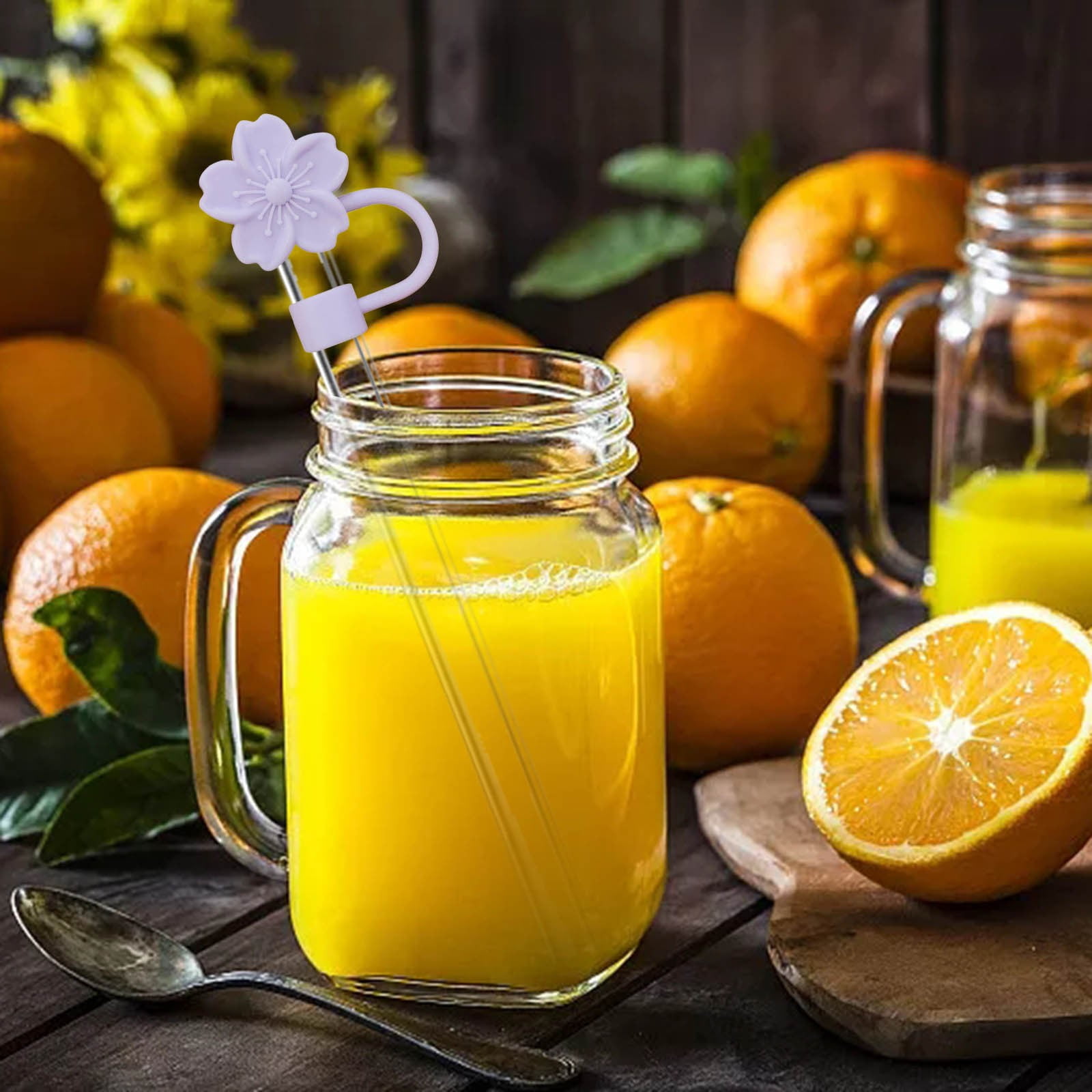 Summer 2024 Water Cup Straw Peach Bottle Stopper Straw Sleeve Ice