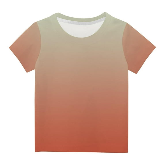Summer 2025 Gradient Color Tee Shirts for Children 3-14 Years Short Sleeve Round Neck Casual T Shirts Soft Comfy TopsMulticolor,7-8 Years