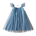 thumbnail image 1 of Summer 2025 Trendy Toddler Girls Sleeveless Lace Dress Gauze Sequins Dressy Dresses Blue,12-18 Months, 1 of 6