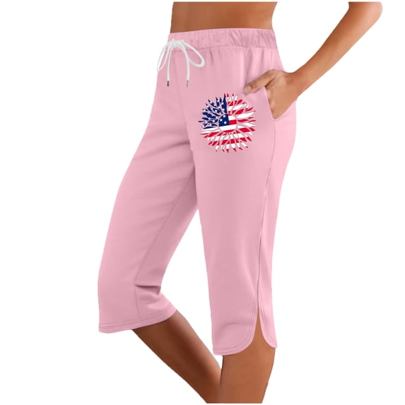 Summer 2025 Women's Casual Capri Pants Drawstring Stretch Waist Linen Pants With Printed Pocket Cropped Pants Women Trouser Pants Casual Petite Sweatpants for Women Casual Pants for Women for Work