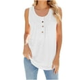 thumbnail image 1 of Summer 2025 Women's Tank Tops Sleeveless Round Neck Buttons Casual Loose Fit Solid Shirts White L, 1 of 6