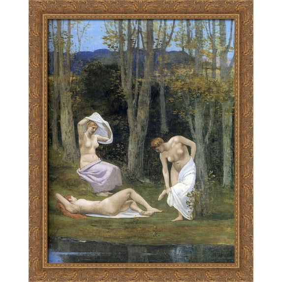 Summer 28x36 Large Gold Ornate Wood Framed Canvas Art by Pierre Puvis de Chavannes