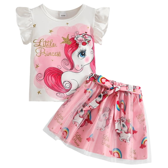 Summer 2Pcs Outfits Set for Girls, Short Sleeve T-Shirt with Cute Flower + Pants Summer 2Pcs Gift Outfits Set (Gift Idea) Girls Summer Set 1-4 Years,3-4 Years