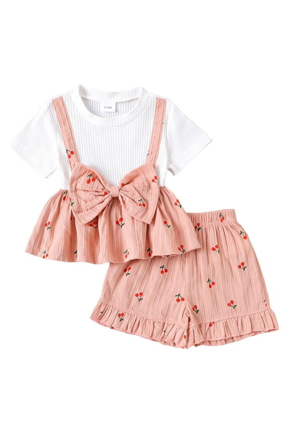 Summer 2Pcs Outfits Set – Toddler Girls Flower Short Sleeve T-Shirt and Pants Gift Set Summer 2Pcs Gift Outfits Set Girls Summer Set 1-3 Years,2-3 Years