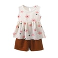 thumbnail image 1 of Summer 2Pcs Outfits Set – Toddler Girls Flower Short Sleeve T-Shirt + Pants, Great Gift Set Summer 2Pcs Gift Outfits Set Girls Summer Set 1-6 Years,5-6 Years, 1 of 3