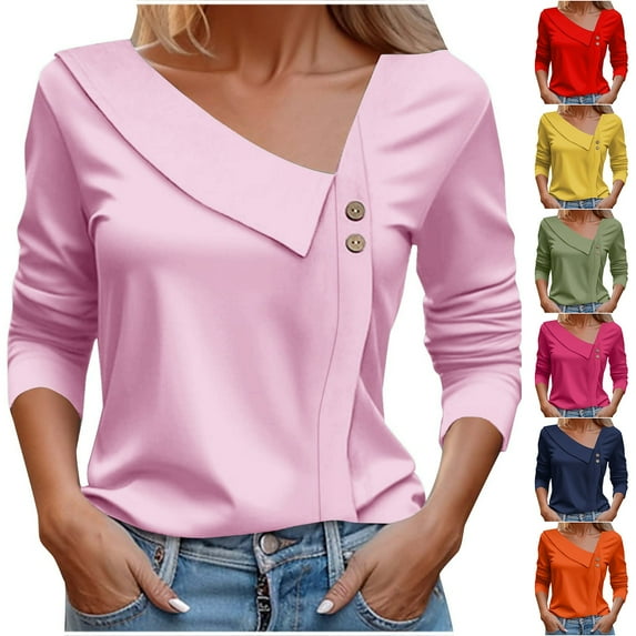 Summer 3/4 Sleeeve Tops for Womens 2024 Fashion Plus Size V-Neck Fashion Casual Printed Button-Up Blouse T-shirt Tops