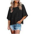 thumbnail image 1 of UPPADA Summer 3/4 Sleeve Tops for Women, Womens Summer Casual Crewneck Blouses 3/4 Sleeve T Shirts Solid Color Loose Tops, 1 of 5