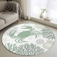 thumbnail image 1 of Summer 3FT Round Area Rugs for Living Room Sage Green Crab Coral Seashell Nautical Coastal Ocean Ultra-Thin Non-Slip Round Rugs Machine Washable Low Pile Circle Carpet for Bedroom Kitchen Nursery, 1 of 9