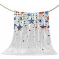 thumbnail image 1 of Summer 4th of July Throw Blankets, Patriotic Poppy Flowers Stars Soft Fleece Blanket Decorative for Home Sofa Couch Chair Living Bedroom,60x80 Inches, Blue Red, 1 of 6