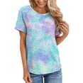 thumbnail image 1 of Summer up to 65% off kttectoa Raglan Loose Fit Tunic T-Shirt Tshirts Shirts for Women Tie Dye Print Blouse Short Sleeve Round Neck Blouse Tops for Womens Party, 1 of 5